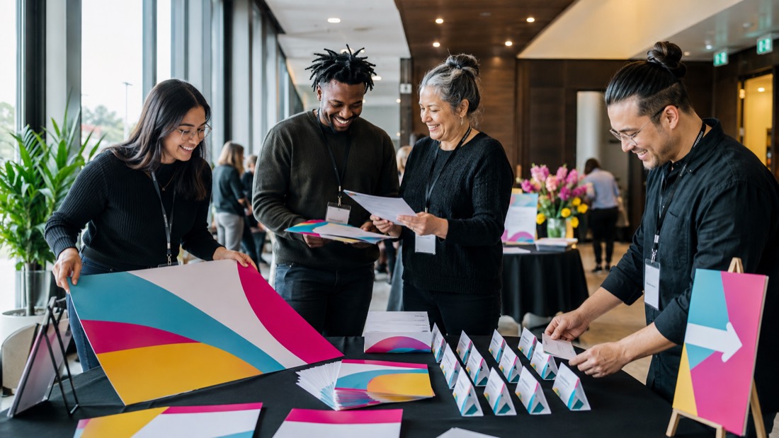 A customer holding a professionally printed event program